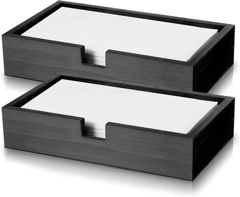 2 Pcs Black Wooden Napkin Holder, 9.4 x 5.5 x 2 Inch Wood Guest Towel Holder Tray for Bathroom Flat Wood Paper Hand Towel Holders for Kitchen, Bathroom, Toilet, Table, Countertop, Hotel in Saudi Arabia