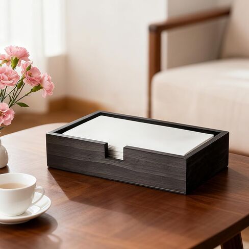 2 Pcs Black Wooden Napkin Holder, 9.4 x 5.5 x 2 Inch Wood Guest Towel Holder Tray for Bathroom Flat Wood Paper Hand Towel Holders for Kitchen, Bathroom, Toilet, Table, Countertop, Hotel in Saudi Arabia