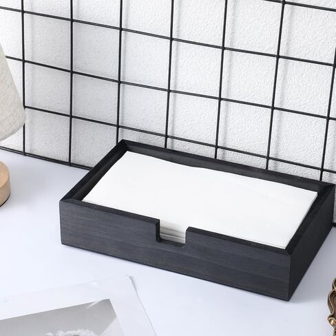 2 Pcs Black Wooden Napkin Holder, 9.4 x 5.5 x 2 Inch Wood Guest Towel Holder Tray for Bathroom Flat Wood Paper Hand Towel Holders for Kitchen, Bathroom, Toilet, Table, Countertop, Hotel in Saudi Arabia