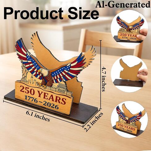4th of July 250th Anniversary Wooden Napkin Holder for Table, Patriotic American Bold Eagle Wood Napkin Dispenser, July 4th Decorations for Kitchen Dining Room Tables Party Decor in Saudi Arabia