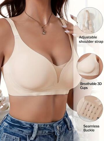 Womens Seamless Bra Wireless Full Coverage Comfy Soft Support Invisible Everyday Bra in Kuwait