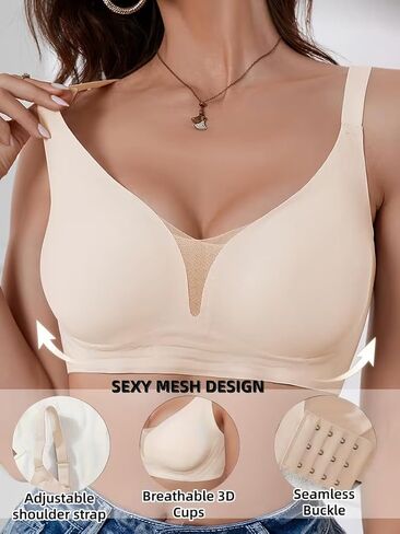 Womens Seamless Bra Wireless Full Coverage Comfy Soft Support Invisible Everyday Bra in Kuwait