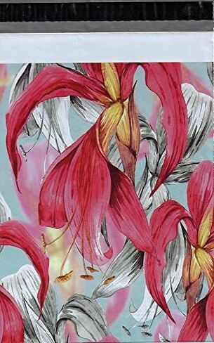 10x13 (200) Red Tropical Flowers Designer Poly Mailers Shipping Envelopes Boutique Custom Bags By ValueMailers (10" X 13") in Saudi Arabia