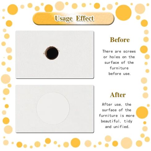Cabinet Sticker Dots, White Stickers to Cover Screw Holes, White Furniture Stickers, Self-Adhesive Screw Hole 3 Sizes PVC Plastic Covers for Wood Cabinet Shelf in Saudi Arabia