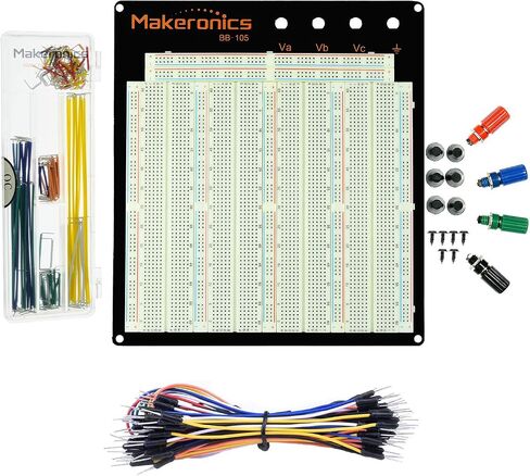 Makeronics Solderless 3220 Tie-Points Experiment Plug-in Breadboard Super Kit with Aluminum Back Plate and 140 U-Shape Jumper Wires + 65 Jumper Wires for Prototyping Circuit/Arduino in Saudi Arabia