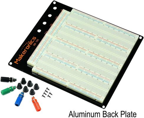 Makeronics Solderless 3220 Tie-Points Experiment Plug-in Breadboard Super Kit with Aluminum Back Plate and 140 U-Shape Jumper Wires + 65 Jumper Wires for Prototyping Circuit/Arduino in Saudi Arabia