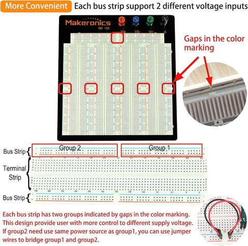 Makeronics Solderless 3220 Tie-Points Experiment Plug-in Breadboard Super Kit with Aluminum Back Plate and 140 U-Shape Jumper Wires + 65 Jumper Wires for Prototyping Circuit/Arduino in Saudi Arabia