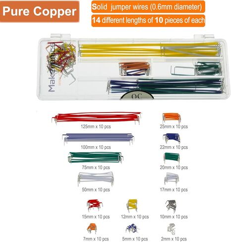 Makeronics Solderless 3220 Tie-Points Experiment Plug-in Breadboard Super Kit with Aluminum Back Plate and 140 U-Shape Jumper Wires + 65 Jumper Wires for Prototyping Circuit/Arduino in Saudi Arabia