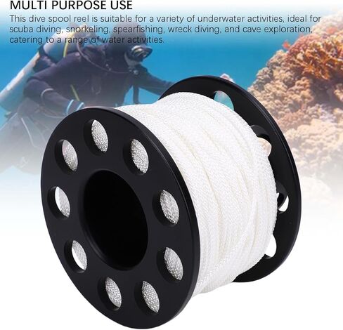 Gavigain Scuba Diving Finger Spool Reel White Line Double End Clamp Compact Dive Reel Cave Wreck Safety Diving in Kuwait