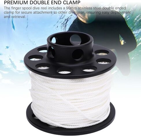 Gavigain Scuba Diving Finger Spool Reel White Line Double End Clamp Compact Dive Reel Cave Wreck Safety Diving in Kuwait