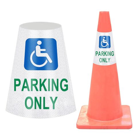 Handicap Reserved Parking Cone Sleeve - Wheelchair Accessible High Visibility Safety Traffic Cone Reflective Collar Signs for Parking Lots, Roads, Garages, and Events (Handicap Reserved Parking) in Kuwait