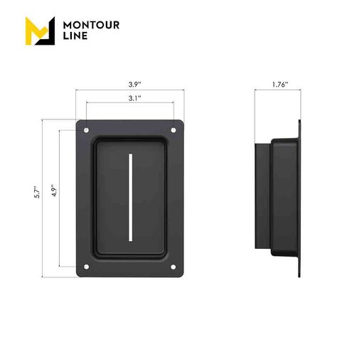 Montour Line WM115 Wall Mounted Retractable Belt Barrier with Magnetic Belt End, Recessed Mount, Black Casing (13 ft Black Belt) in Kuwait