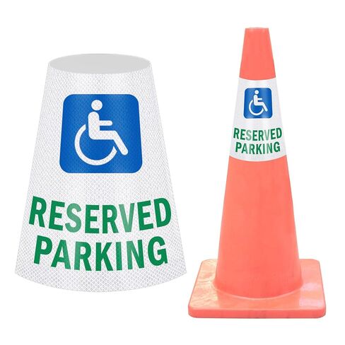 Handicap Reserved Parking Cone Sleeve - Wheelchair Accessible High Visibility Safety Traffic Cone Reflective Collar Signs for Parking Lots, Roads, Garages, and Events (Handicap Reserved Parking) in Kuwait