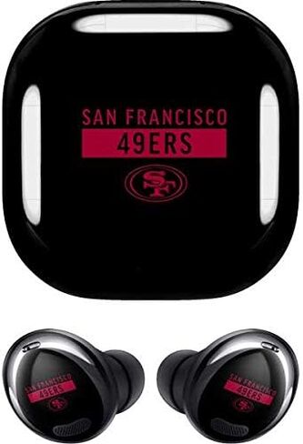 ملصق صوتي من Skinit متوافق مع Samsung Galaxy Buds Pro - تصميم سلسلة الأداء الأسود المرخص رسميًا من NFL San Francisco 49ers in Kuwait