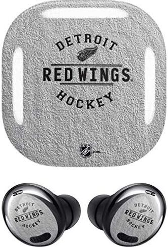 غلاف صوتي من Skinit متوافق مع Samsung Galaxy Buds Pro - تصميم نص أسود مرخص رسميًا من NHL Detroit Red Wings in Saudi Arabia