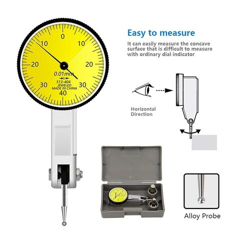 Dial Indicator, Lever Dial Indicator Gauge with Dovetail Slot Dial Gauge Test Indicator Fit for 0-40mm 0.01mm Measuring Instrument Tool in Kuwait