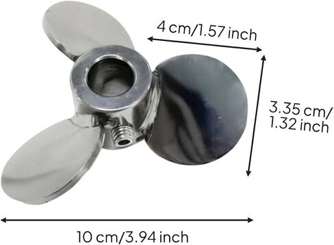 Generic Three-Leaf Stirring Impeller Mirror Polished 3- Mixing Propeller Low Vibration Machine Part for Industrial, Research Facility, Outer Diameter 100mm, Inner Hole 16mm, 304 Stainless Steel in Kuwait