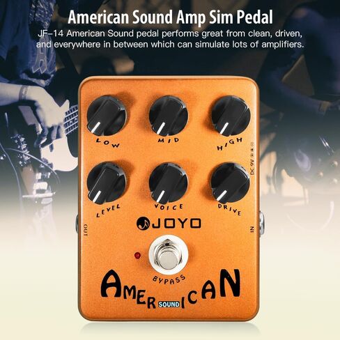 JOYO American Sound Amp Simulator Pedal JF-14 مع محول طاقة دواسة DC 9V 500mA in Saudi Arabia