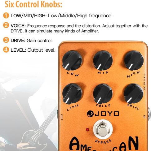 JOYO American Sound Amp Simulator Pedal JF-14 مع محول طاقة دواسة DC 9V 500mA in Saudi Arabia