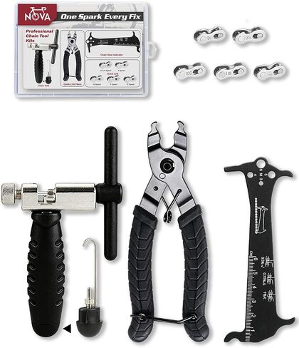 NOVASPARK Bike Chain Tool Kit Disconnect 6-12S Chains with in-Handle Storage Master Link Pliers and 3-Stage Wear Checker for MTB Road Bicycle Home Garage in Kuwait