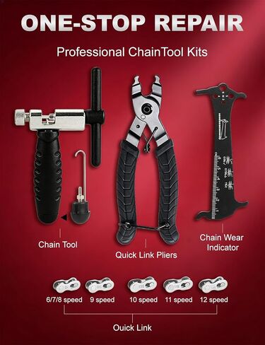 NOVASPARK Bike Chain Tool Kit Disconnect 6-12S Chains with in-Handle Storage Master Link Pliers and 3-Stage Wear Checker for MTB Road Bicycle Home Garage in Kuwait