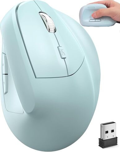 ماوس لاسلكي مريح (بلوتوث + USB) وضع مزدوج عمودي صامت محمول متعدد الأجهزة Ergo Carpal Tunnel Mice لأجهزة Mac/PC/Laptop/الكمبيوتر/الكمبيوتر اللوحي/iPad/Macbook Air/Pro Office Work النساء والرجال هدية (أزرق) in Saudi Arabia