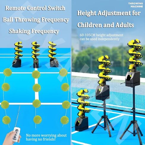 Portable Remote Control Tennis Ball Machine, Triangular Base Tosser for Self-Play, 33 Balls, Ideal for Beginners, Kids, Coaches, Home Practice Equipment in Kuwait