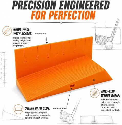 Impact Position Golf Swing Trainer, Golf Impact Training Wedge with Guide Walls, Golf Swing Training Aid for Ball-First Contact, Low Point Control, Center Face Strike & Club Path Training in Kuwait