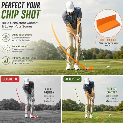 Impact Position Golf Swing Trainer, Golf Impact Training Wedge with Guide Walls, Golf Swing Training Aid for Ball-First Contact, Low Point Control, Center Face Strike & Club Path Training in Kuwait
