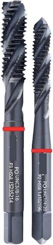 1PCS HSSE American Fine Spiral Fluted Tap UNC UNF UNS UNEF 1-64 4-48 2-56 12-32 3/16 5/16 3/8 Machine With Red Ring(UNEF 1I4-36) in Kuwait