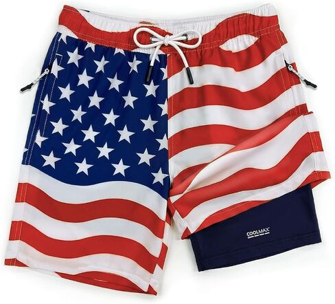 Boys Toddler Swim Trunks w/Compression Liner, Quick Dry Kids Board Swim Shorts, UPF 50+ Bathing Suit w/Zip Pockets in Kuwait