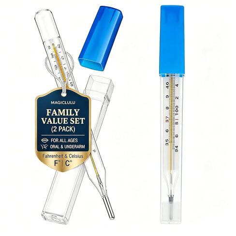 MAGICLULU 2Pcs Glass Temperature for Adults, Oral Temperature Armpit Precise Measurement Fast Reading for Kids Baby Elderly Family Clinic Dual Scale ℃ & ℉ in Kuwait