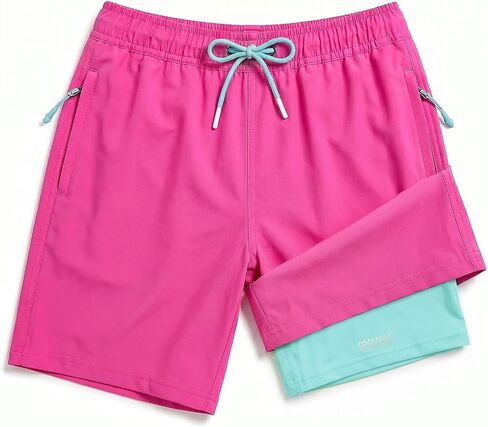 Boys Toddler Swim Trunks w/Compression Liner, Quick Dry Kids Board Swim Shorts, UPF 50+ Bathing Suit w/Zip Pockets in Kuwait