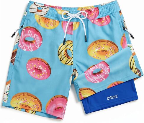 Boys Toddler Swim Trunks w/Compression Liner, Quick Dry Kids Board Swim Shorts, UPF 50+ Bathing Suit w/Zip Pockets in Kuwait
