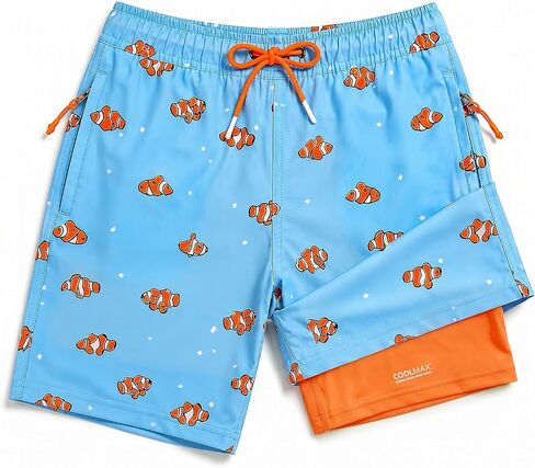 Boys Toddler Swim Trunks w/Compression Liner, Quick Dry Kids Board Swim Shorts, UPF 50+ Bathing Suit w/Zip Pockets in Kuwait
