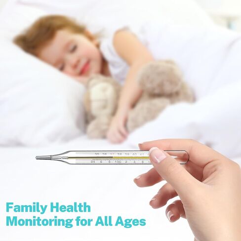 MAGICLULU 2Pcs Glass Temperature for Adults, Oral Temperature Armpit Precise Measurement Fast Reading for Kids Baby Elderly Family Clinic Dual Scale ℃ & ℉ in Kuwait