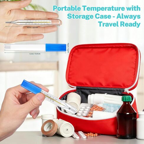 MAGICLULU 2Pcs Glass Temperature for Adults, Oral Temperature Armpit Precise Measurement Fast Reading for Kids Baby Elderly Family Clinic Dual Scale ℃ & ℉ in Kuwait