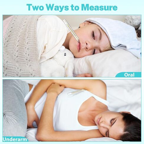 MAGICLULU 2Pcs Glass Temperature for Adults, Oral Temperature Armpit Precise Measurement Fast Reading for Kids Baby Elderly Family Clinic Dual Scale ℃ & ℉ in Kuwait