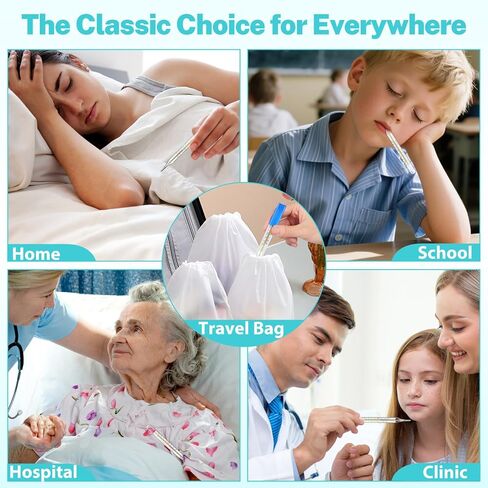 MAGICLULU 2Pcs Glass Temperature for Adults, Oral Temperature Armpit Precise Measurement Fast Reading for Kids Baby Elderly Family Clinic Dual Scale ℃ & ℉ in Kuwait