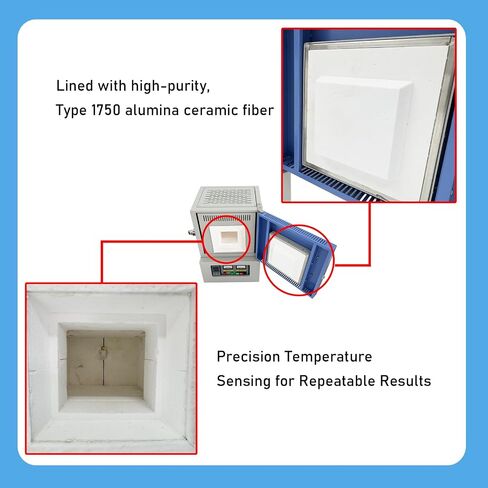 110V 1700°C Programmable Muffle Furnace for Laboratory Sintering & Heat Treatment Silicon Molybdenum Rod Heating Timer in Kuwait