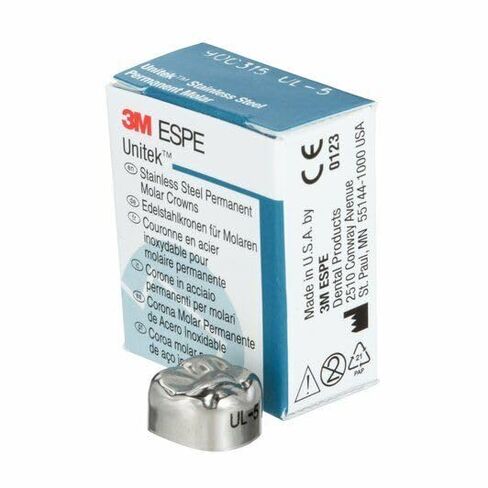 3M ESPE 907006 Unitek الفولاذ المقاوم للصدأ التيجان الأمامية الأولية #6 الجزء العلوي الأيسر المركزي 5/Pk in Kuwait