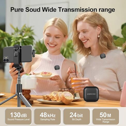ميكروفون ANDYCINE MC لاسلكي Lavalier متوافق مع iPhone 15,16,17series /Android/PC/كمبيوتر محمول USB-C قابس طية صدر السترة ميكروفون AI إلغاء الضوضاء مشبك مغناطيسي ميكروفون لتسجيل الفيديو، البث المباشر in Kuwait