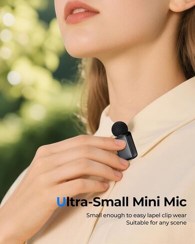 Mini Wireless Lavalier Microphone for iPhone/Android/Tablet/PC with Lightning/USB-C Plug, Noise Cancellation, Wireless Clip-on Mic with Charging Case for Video Recording TikTok YouTube Podcast in Kuwait