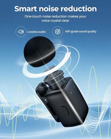Mini Wireless Lavalier Microphone for iPhone/Android/Tablet/PC with Lightning/USB-C Plug, Noise Cancellation, Wireless Clip-on Mic with Charging Case for Video Recording TikTok YouTube Podcast in Kuwait