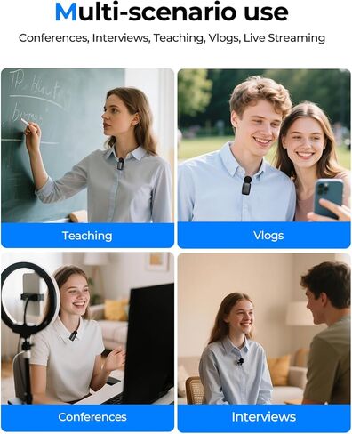 Mini Wireless Lavalier Microphone for iPhone/Android/Tablet/PC with Lightning/USB-C Plug, Noise Cancellation, Wireless Clip-on Mic with Charging Case for Video Recording TikTok YouTube Podcast in Kuwait