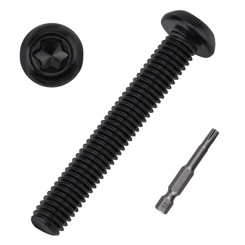 M5-0.8 x 40mm Torx Button Head Machine Screws with 50mm T25 Bit, 304 Stainless Steel 18-8 Star Drive Bolts, Black Coated, 50 pcs in Kuwait
