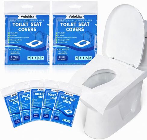 70 Pcs Toilet Seat Covers Disposable Flushable, XL Travel Toilet Seat Covers for Public Bathrooms, Road Trips, Camping & On-the-Go Hygiene in Kuwait