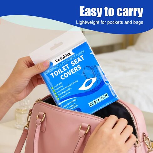 70 Pcs Toilet Seat Covers Disposable Flushable, XL Travel Toilet Seat Covers for Public Bathrooms, Road Trips, Camping & On-the-Go Hygiene in Kuwait