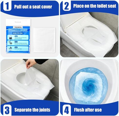 70 Pcs Toilet Seat Covers Disposable Flushable, XL Travel Toilet Seat Covers for Public Bathrooms, Road Trips, Camping & On-the-Go Hygiene in Kuwait