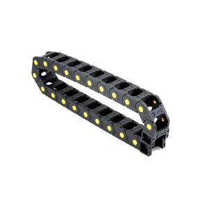 سلاسل الكابلات R55~R150 25x25 25x38 25x57 حبل سحب بلاستيكي شبه مغلق بطول 1 متر تعزيز النقطة الصفراء (100 مم، 25 × 25 مم، مغلق) in Saudi Arabia